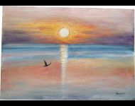 Alba sul mare con uccello / Sunrise on the sea with bird