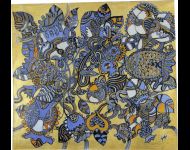 Fiori blu su sfondo oro / Blu flowers on gloden background