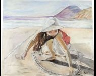 Bimba col cuore sulla spiaggia / Little girl with her heart on the beach